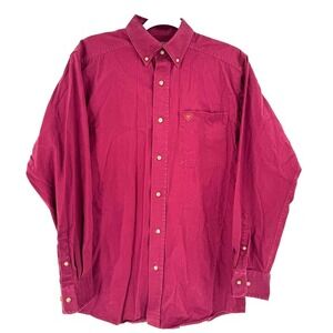 Ariat Western Shirt Men's Small P Burgundy Button‎ Down Long Sleeve Cowboy Rodeo
